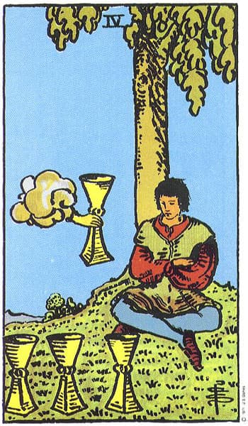 Four of Cups tarot card (Rider-Waite)
