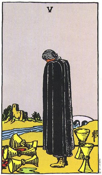 Five of Cups tarot card (Rider-Waite)
