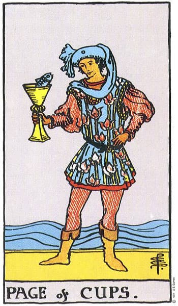 Page of Cups tarot card (Rider-Waite)