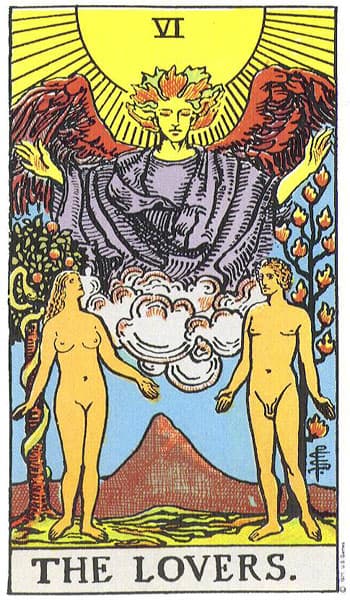 The Lovers tarot card (Rider-Waite)
