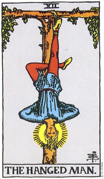 The Hanged Man tarot card (Rider-Waite)
