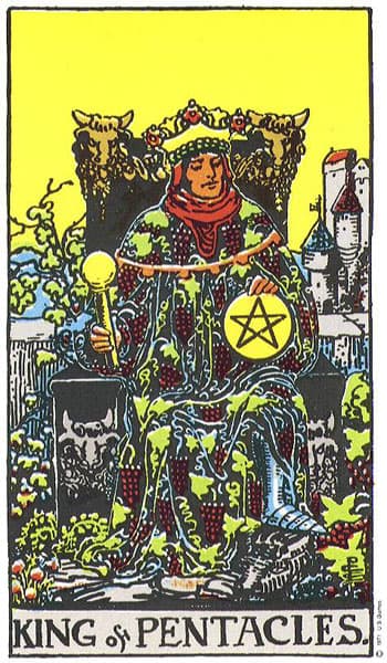 King of Pentacles tarot card (Rider-Waite)