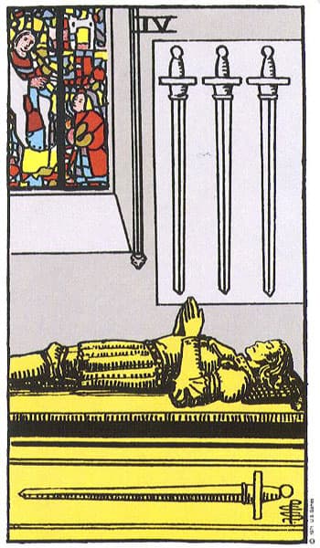 Four of Swords tarot card (Rider-Waite)