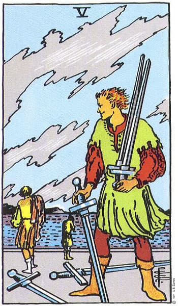 Five of Swords tarot card (Rider-Waite)