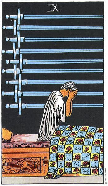 Nine of Swords tarot card (Rider-Waite)