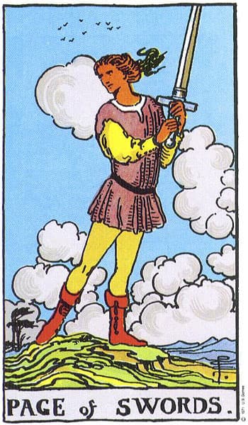 Page of Swords tarot card (Rider-Waite)