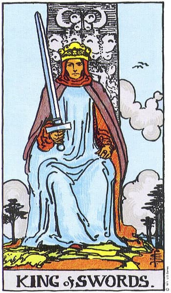 King of Swords tarot card (Rider-Waite)