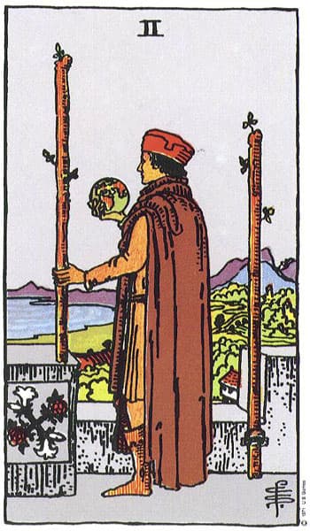 Two of Wands tarot card (Rider-Waite)