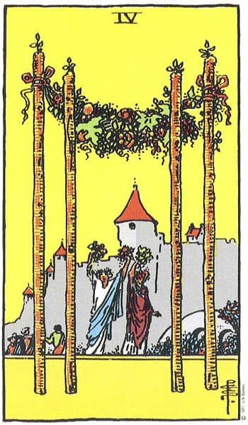Four of Wands tarot card (Rider-Waite)