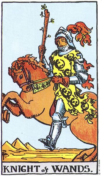 Knight of Wands tarot card (Rider-Waite)