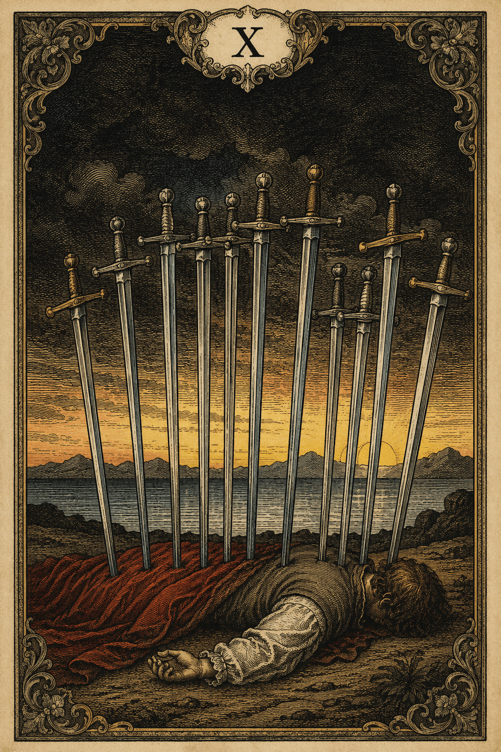 When the Sun Begins to Rise in the Ten of Swords